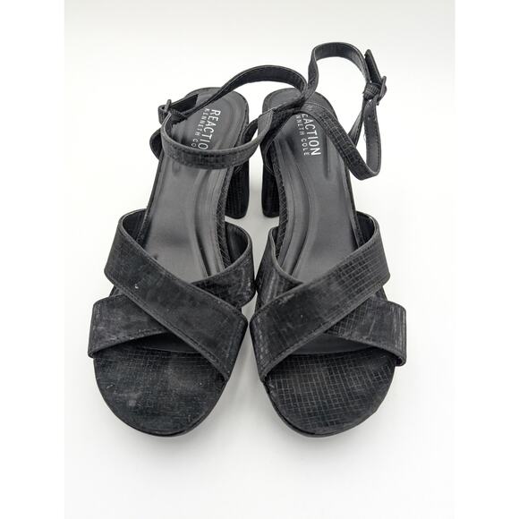 Reaction Kenneth Cole Reeva Platform Sandals Women's Black Size US9 EU40 - Picture 2 of 12